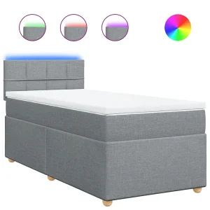 Boxspring met matras stof lichtgrijs 90×190 cm Boxspring met matras stof lichtgrijs 90×190 cm