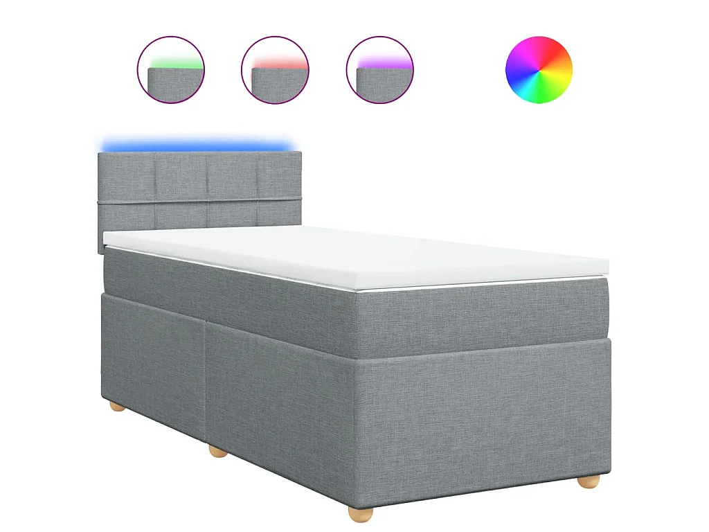 Boxspring met matras stof lichtgrijs 90x190 cm