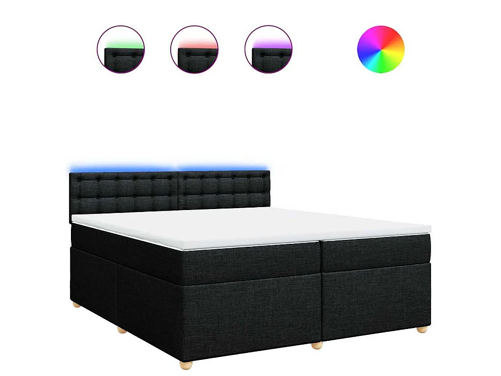 Boxspring met matras stof zwart 200x200 cm