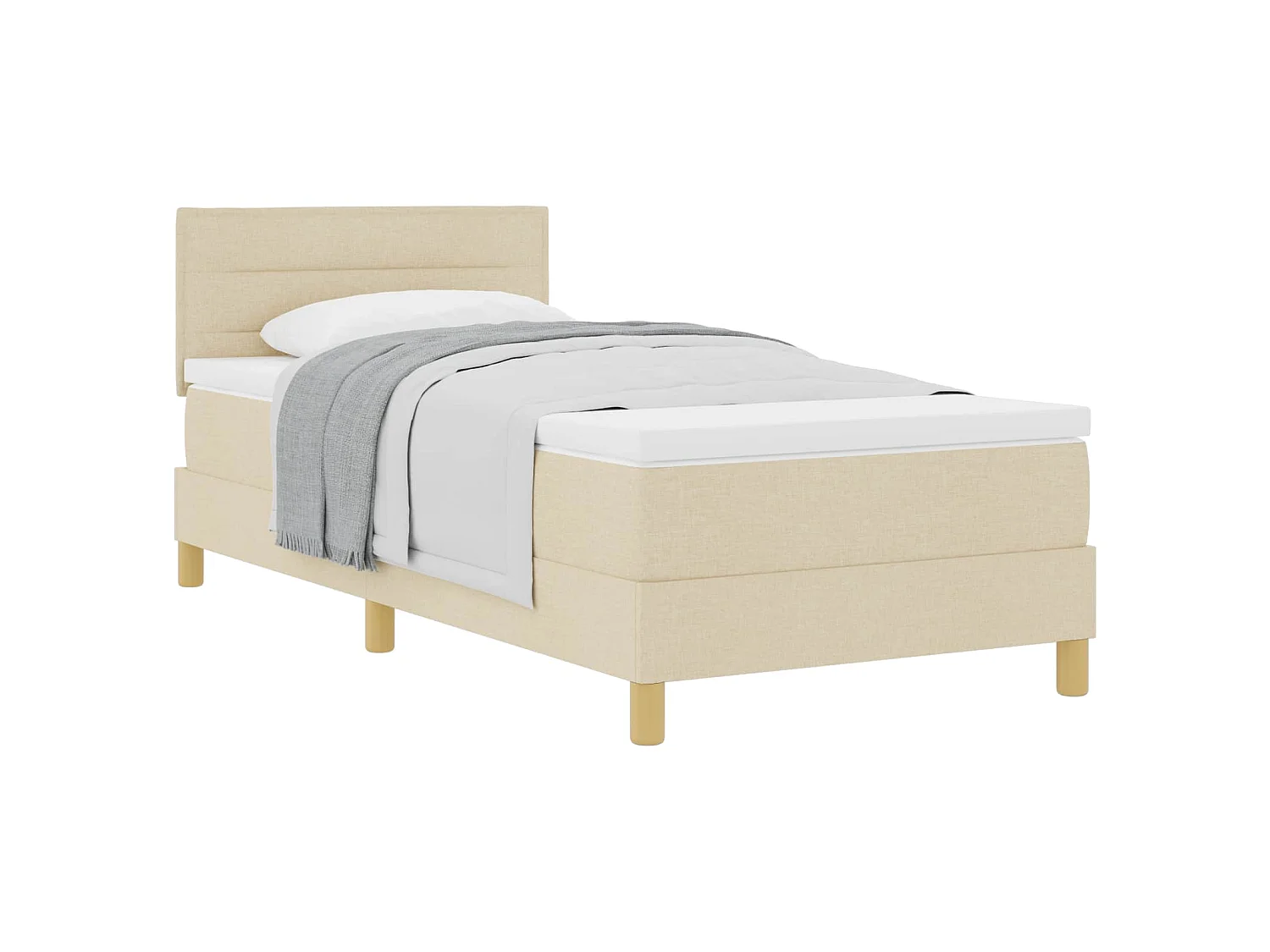 Boxspringbed met kussen met hoofdeinde Crème 100 x 200 cm Stof