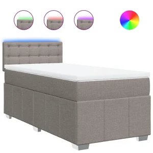 Boxspring met matras stof taupe 80×200 cm