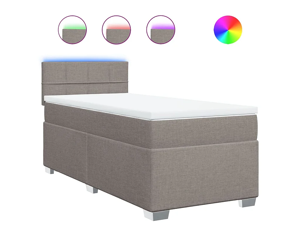 Boxspring met matras stof taupe 90x200 cm
