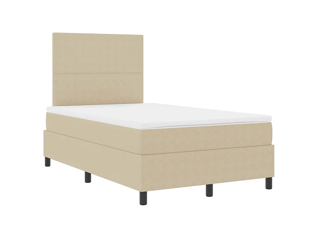 Boxspringbed Lichtgrijs en wit. 120 x 190 cm Katoen Stof