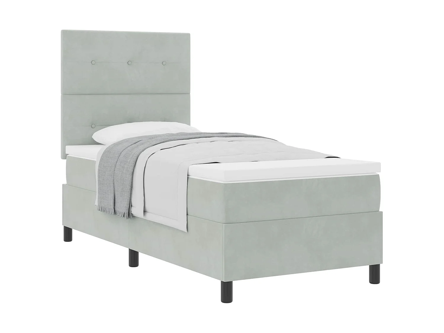 Boxspringbed met matras Lichtgrijs 90 x 200 cm Fluweel