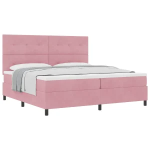 Boxspringbed met matras Roze 200 x 200 cm Fluweel Boxspringbed met matras Roze 200 x 200 cm Fluweel
