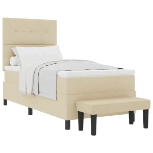 Boxspringbed met hoofdeinde Crème 100 x 200 cm Stof