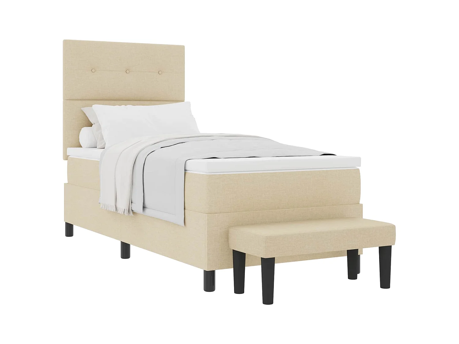 Boxspringbed met hoofdeinde Crème 100 x 200 cm Stof