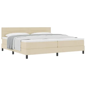 Boxspringbed met hoofdeinde Crème 200 x 200 cm Stof
