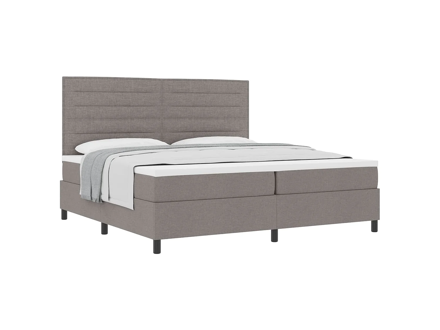 Boxspringbed met matras met hoofdeinde Taupe 200 x 200 cm Stof