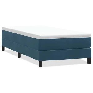 Boxspring zonder matras fluweel donkerblauw 90×220 cm Boxspring zonder matras fluweel donkerblauw 90×220 cm