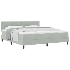 Boxspringbed met matras Lichtgrijs 180 x 200 cm Fluweel Boxspringbed met matras Lichtgrijs 180 x 200 cm Fluweel