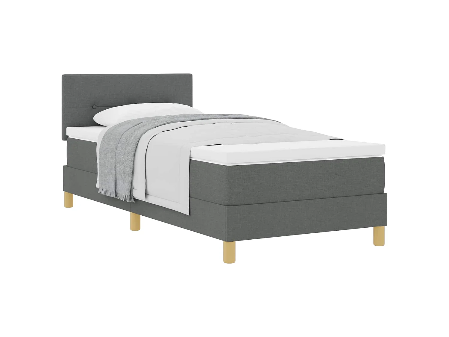 Boxspringbed met kussen Donkergrijs 90 x 190 cm Stof