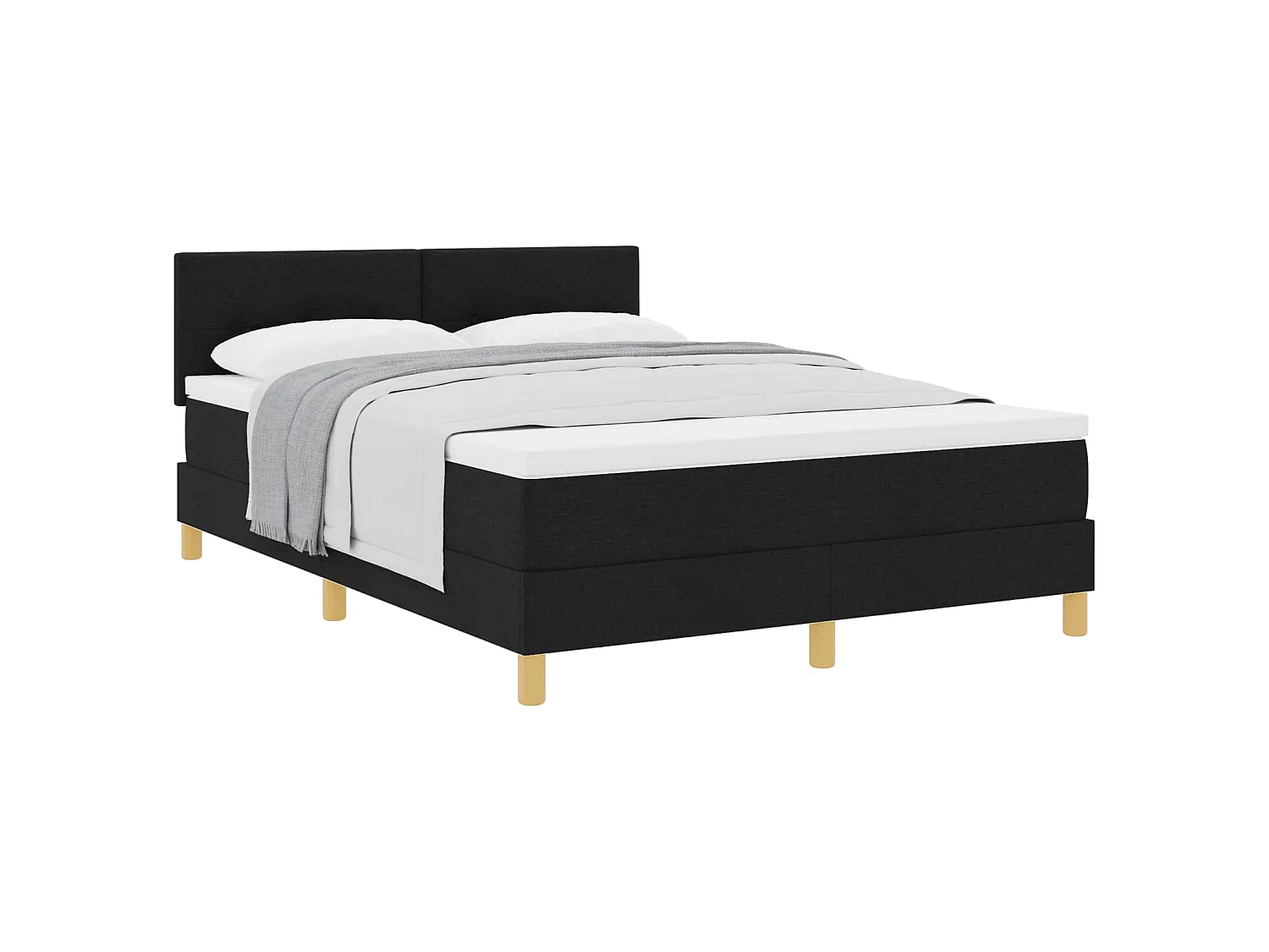Boxspringbed met kussen met hoofdeinde Zwart 160 x 200 cm Stof