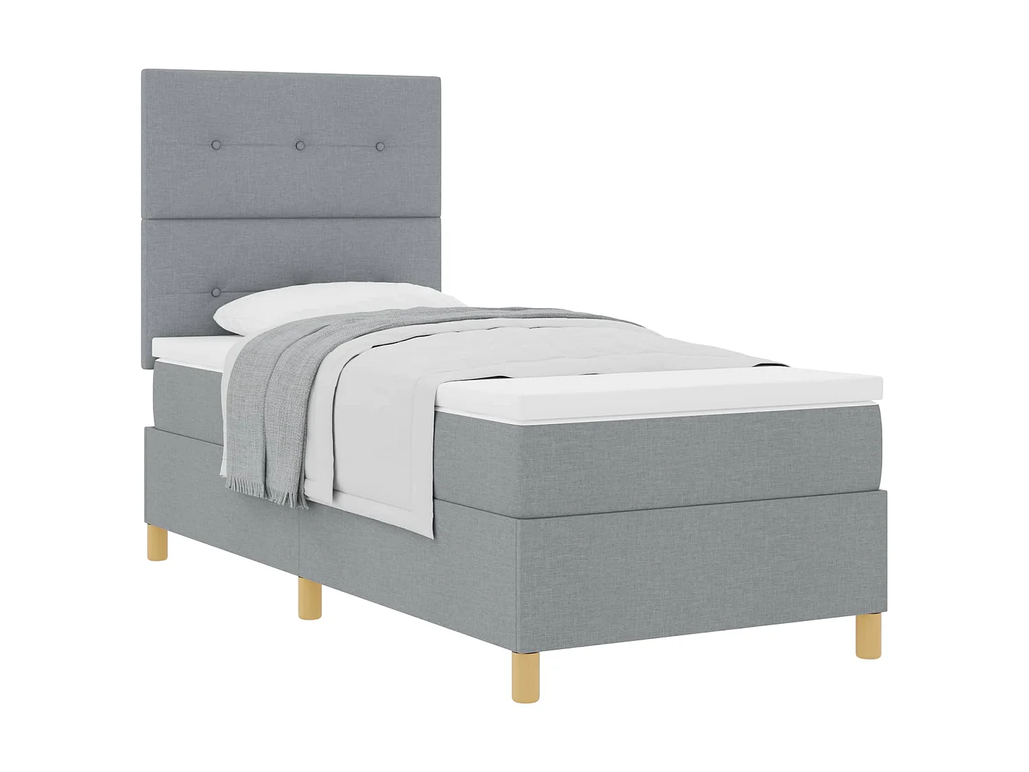 Boxspringbed met matras Lichtgrijs 90 x 190 cm Stof