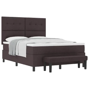 Boxspringbed met hoofdeinde Donkerbruin 140 x 190 cm Stof