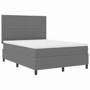 Boxspringbed Lichtgrijs en wit. 140 x 200 cm Katoen Stof