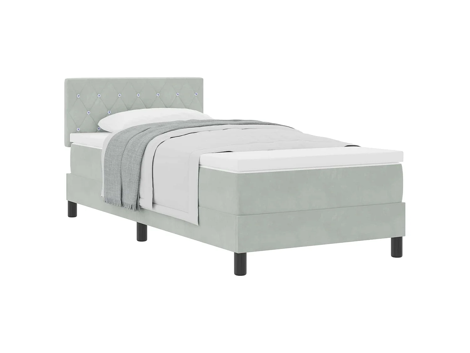 Boxspringbed met matras Lichtgrijs 100 x 200 cm Fluweel