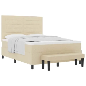 Boxspringbed met hoofdeinde Crème 140 x 200 cm Stof