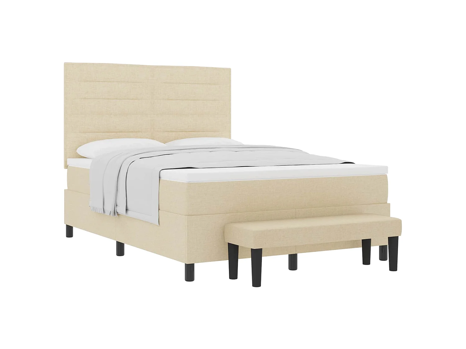 Boxspringbed met hoofdeinde Crème 140 x 200 cm Stof