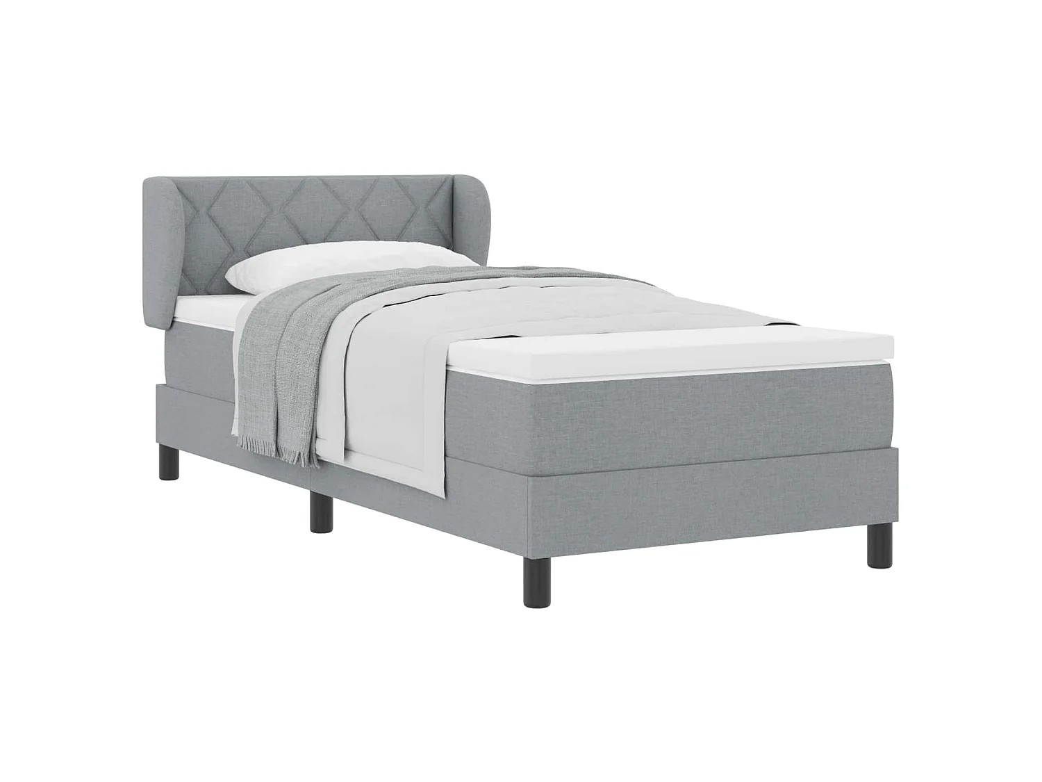 Boxspringbed met matras Lichtgrijs 90 x 200 cm Stof