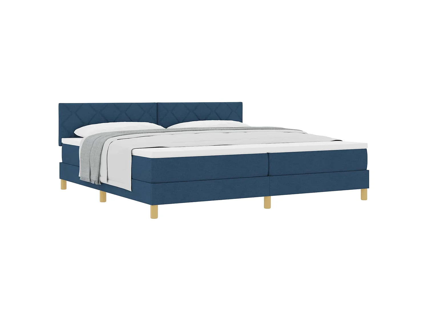 Boxspringbed met kussen met hoofdeinde Blauw 200 x 200 cm Stof