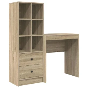 Bureau met lade met plank met opslag 2 pcs Sonoma Eiken