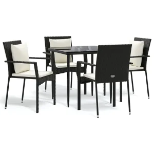 Chelan 5-delige Tuinset met kussens poly rattan zwart Chelan 5-delige Tuinset met kussens poly rattan zwart