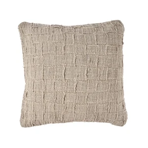 De Linen Damier Kussensloop – Naturel
