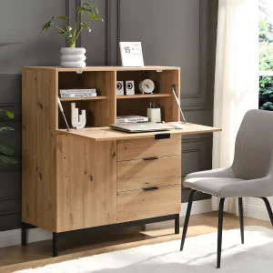 Bureaukast met 2 deuren en 3 laden – MDF en metaal – Naturel – ERWIN – Koop nu online Bureaukast met 2 deuren en 3 laden – MDF en metaal – Naturel – ERWIN – Koop nu online