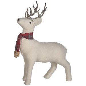 Decoratief beeld rendier 48 cm wit MUSTOLA