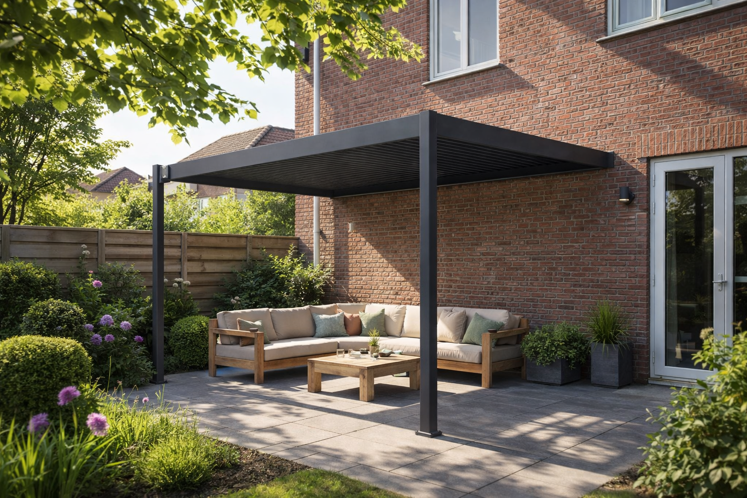 Aluminium Terrasoverkapping Deluxe Aanbouw 360 x 400 cm Antraciet