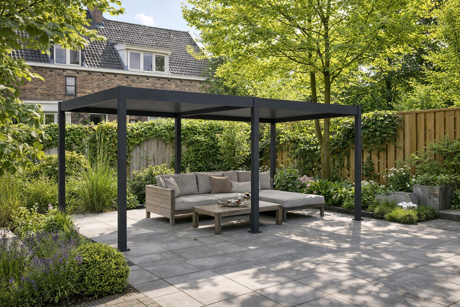 Aluminium Terrasoverkapping Deluxe Vrijstaand Elektrisch + LED 300 x 600 cm Antraciet