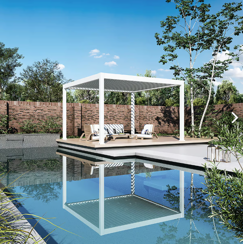 Aluminium Terrasoverkapping Premium Vrijstaand Elektrisch + LED 400 x 400 cm Wit