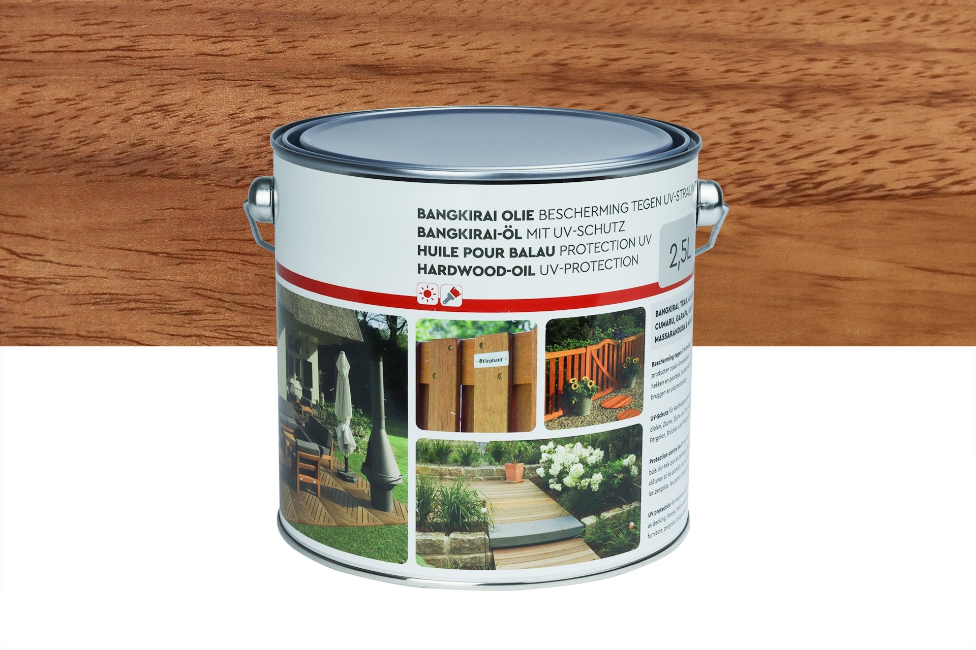 Hardhout olie 2.5 liter Kleur Bankirai voor Bankirai, Teak, Garapa en Ipe hardhout