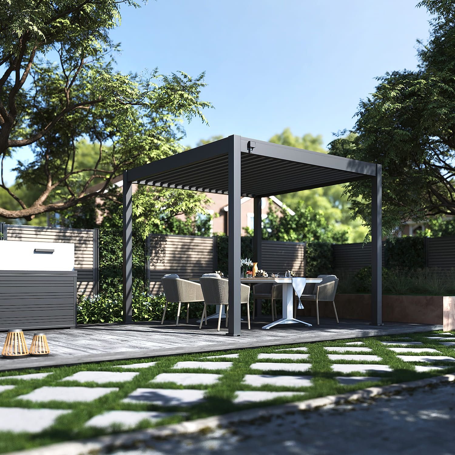 Aluminium Terrasoverkapping Comfort Vrijstaand 300 x 300 cm Antraciet