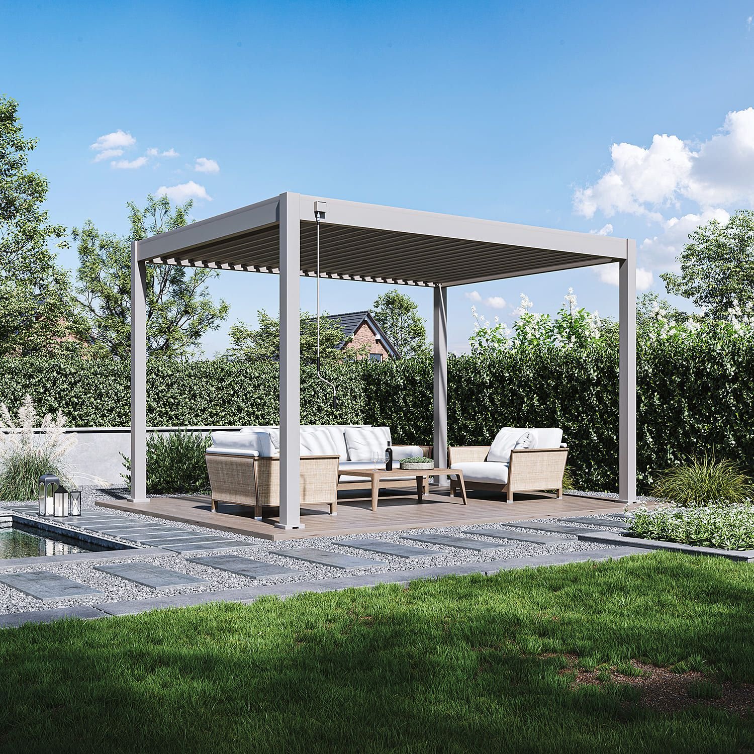 Aluminium Terrasoverkapping Comfort Vrijstaand 300 x 400 cm Kiezelgrijs