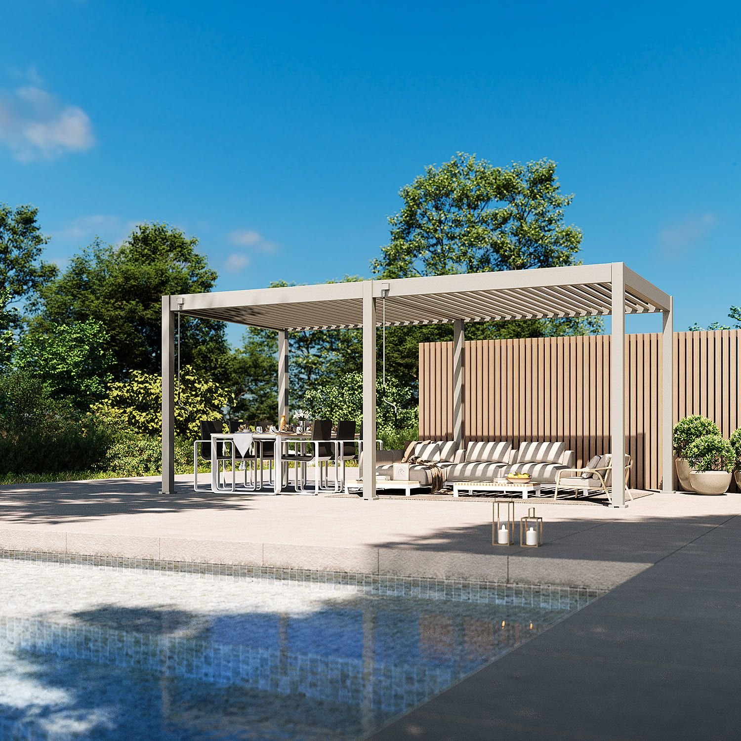 Aluminium Terrasoverkapping Comfort Vrijstaand 300 x 600 cm Kiezelgrijs
