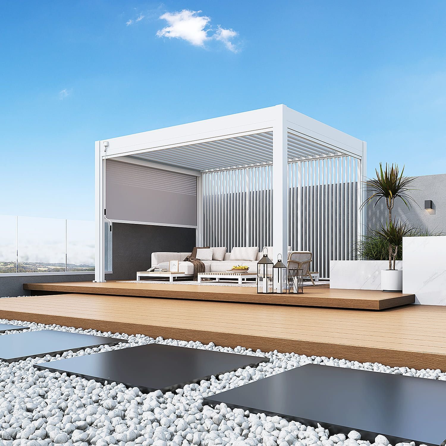 Aluminium Terrasoverkapping Comfort Vrijstaand 300 x 400 cm Wit