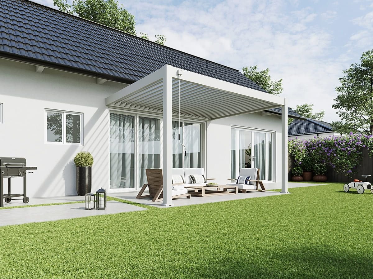 Aluminium Terrasoverkapping Deluxe Aanbouw 300 x 400 cm Wit