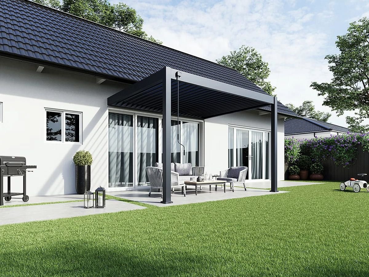 Aluminium Terrasoverkapping Deluxe Aanbouw 300 x 360 cm Antraciet