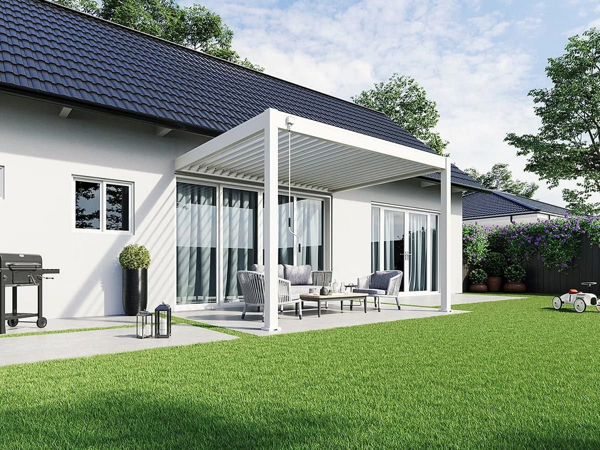 Aluminium Terrasoverkapping Deluxe Aanbouw 300 x 360 cm Wit