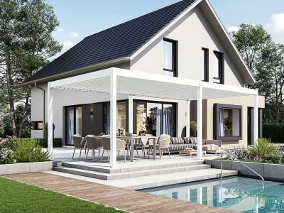Aluminium Terrasoverkapping Deluxe Vrijstaand Elektrisch + LED 360 x 720 cm Wit