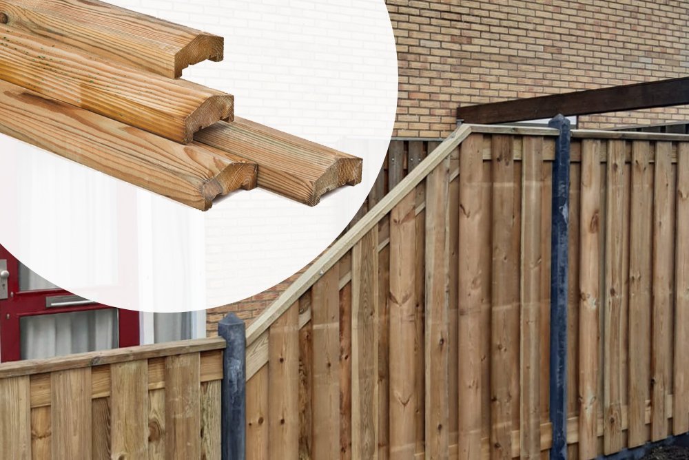Afdeklat Tuinscherm piramide dakprofiel 4.5×8.8x240cm Geimpregneerd 3-planks