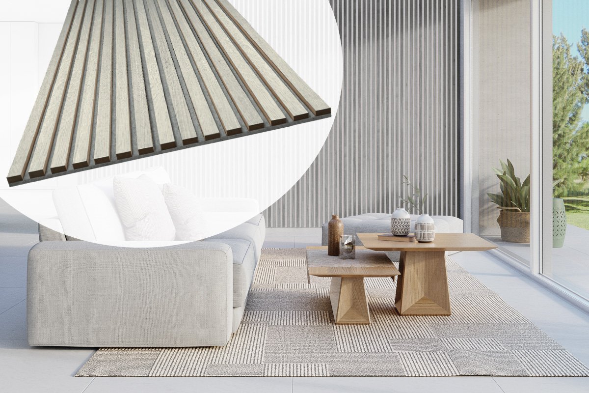 Gadero Akoestisch wandpaneel 250x60x2cm Wit Eiken
