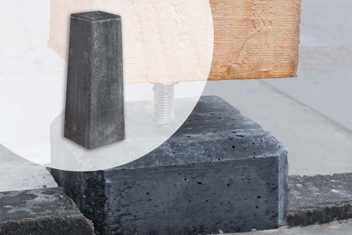 Betonpoer Antraciet afgeschuind 15x18x50cm incl. Verzinkt hoogteverstelling