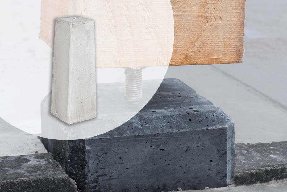 Betonpoer Wit Grijs afgeschuind 15x17x50cm incl. RVS hoogteverstelling