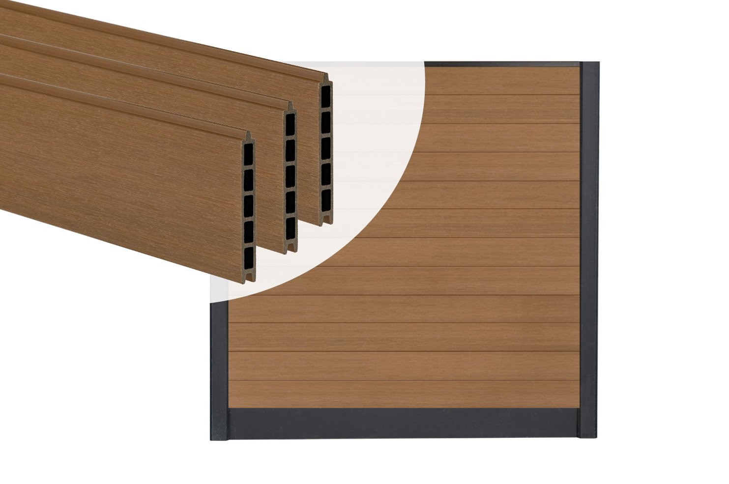 PuraFence Stapelprofielen Classic Teak – Set 12 Stuks