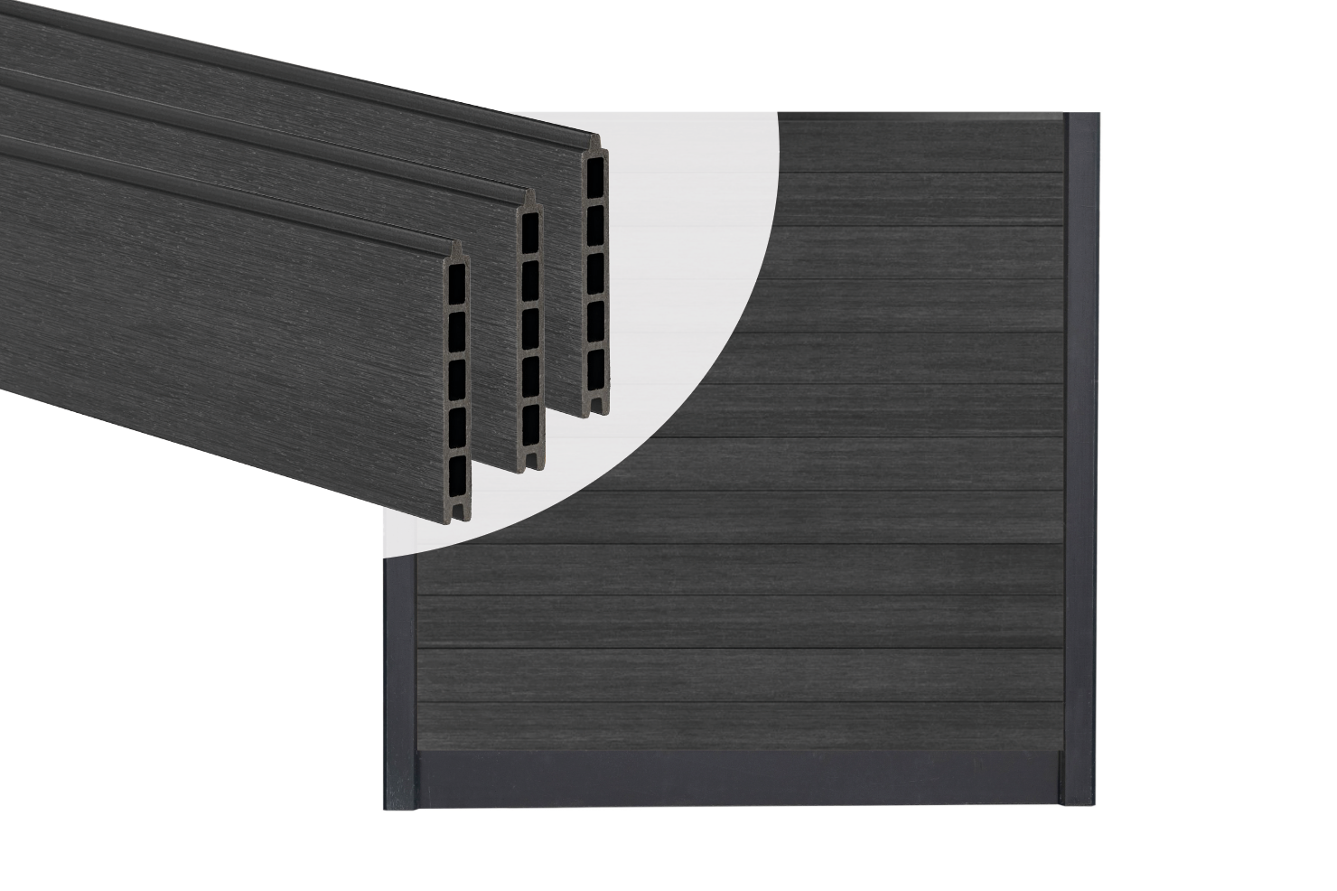 PuraFence Stapelprofielen Classic Ebony Black – Set 12 Stuks