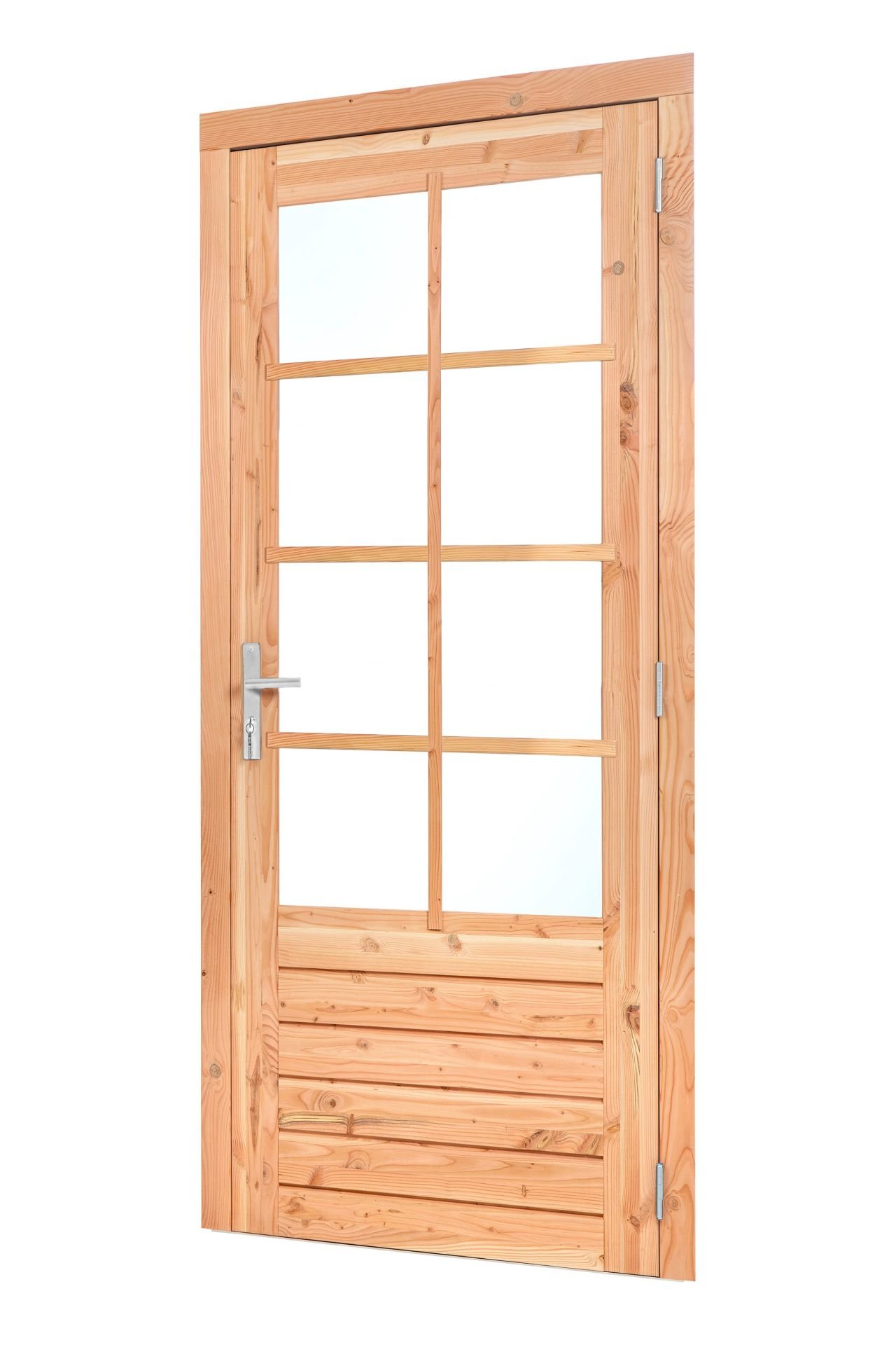 Douglas enkele glasdeur 8-ruits 110×215 cm dubbelglas rechtsdraaiend – RVS/verzinkt beslag