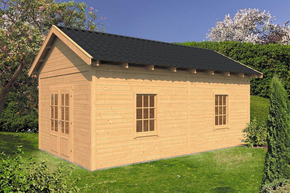 Tuinhuis zadeldak Hamar XL type 4 Douglas Geschaafd 678x445x360cm – blanke wanden